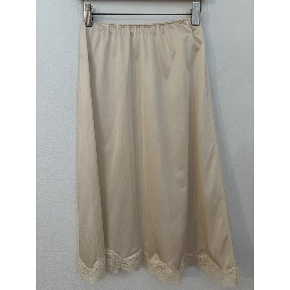 Greenco Maid Beige Half Slip M Vintage Women Lace Trim Hem Lingerie